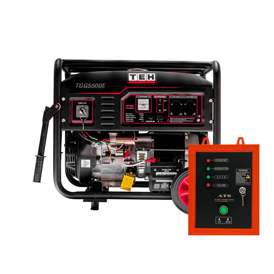 PREVENTA Generador a Gasolina 5.5 kW  Partida Eléctrica Conexión ATS + ATS de 8 PINES TEHTOOLS