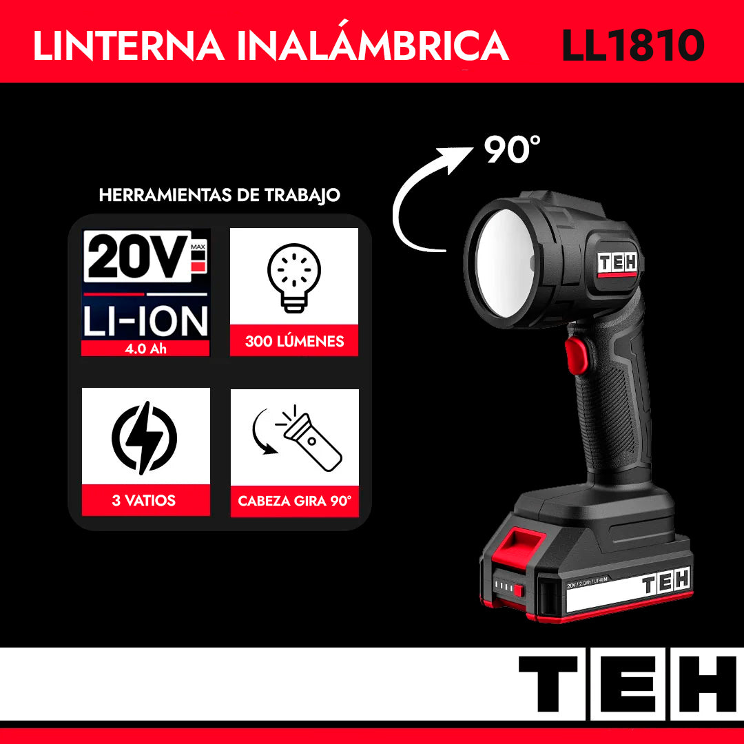 Luz de Trabajo LED Inalámbrica + 1 Batería + Cargador TEHTOOLS