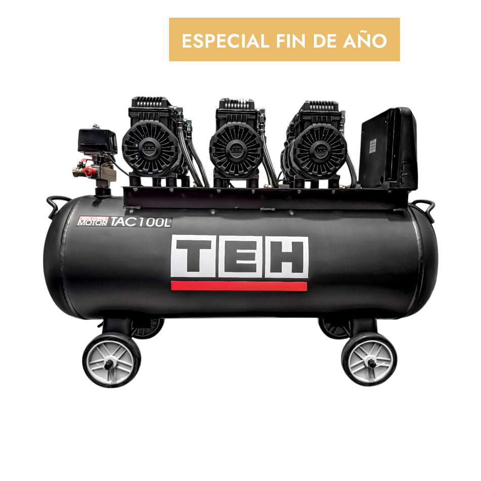 Compresor de Aire 100 Litros Libre de Aceite 6 HP TEHTOOLS