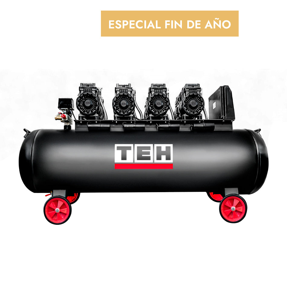 Compresor de Aire 200 Litros Libre de Aceite 8HP TEHTOOLS